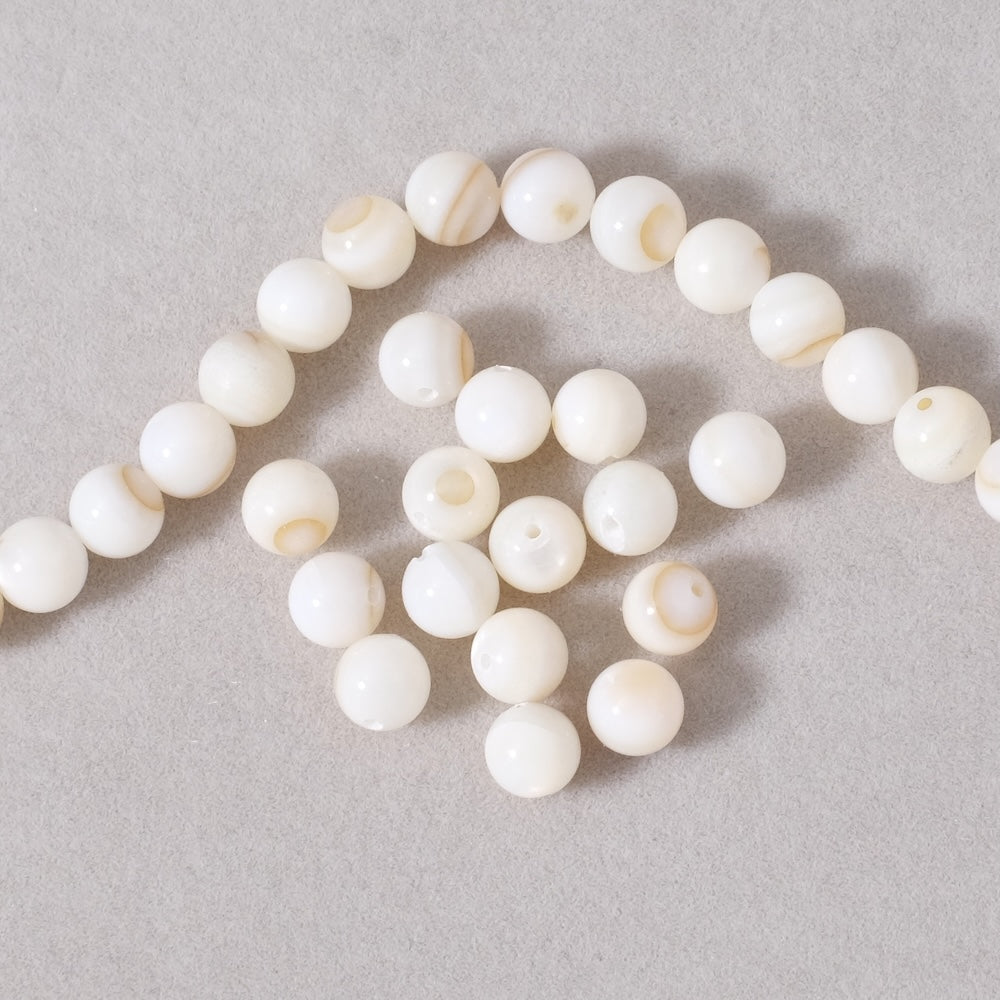 10 round 6mm Mother-of-pearl beads