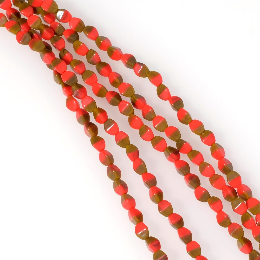 Strand of Bohemian faceted olive beads 5mm opaque red brown