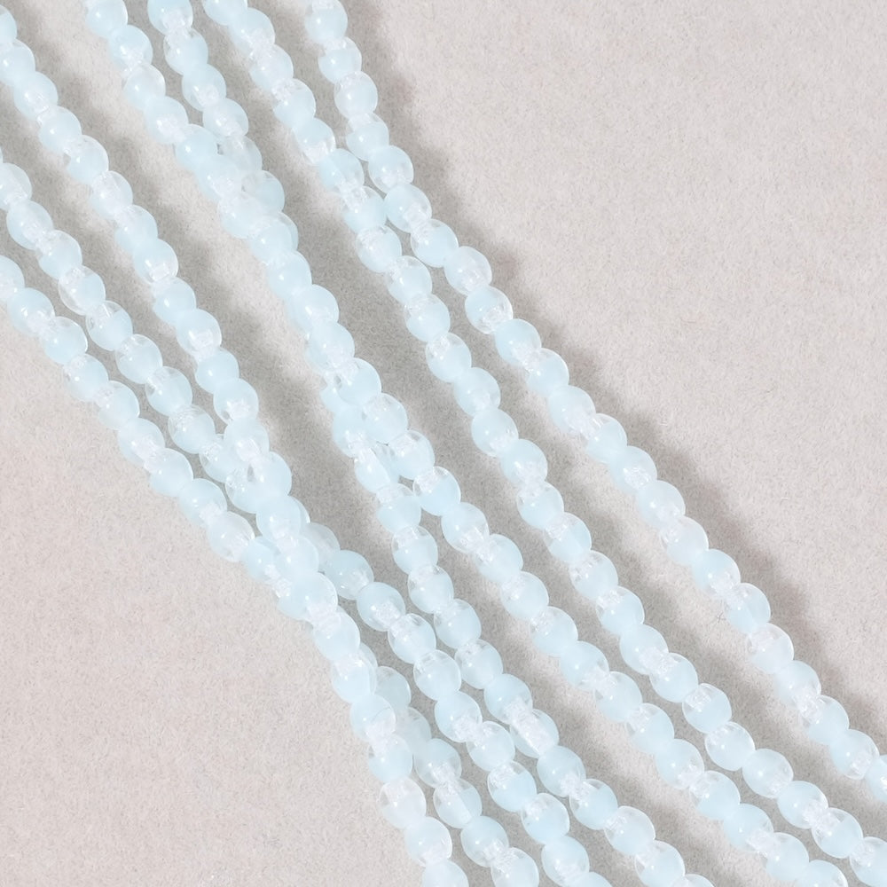 Strand of Bohemian Round Beads 3mm Transparent Pastel Blue