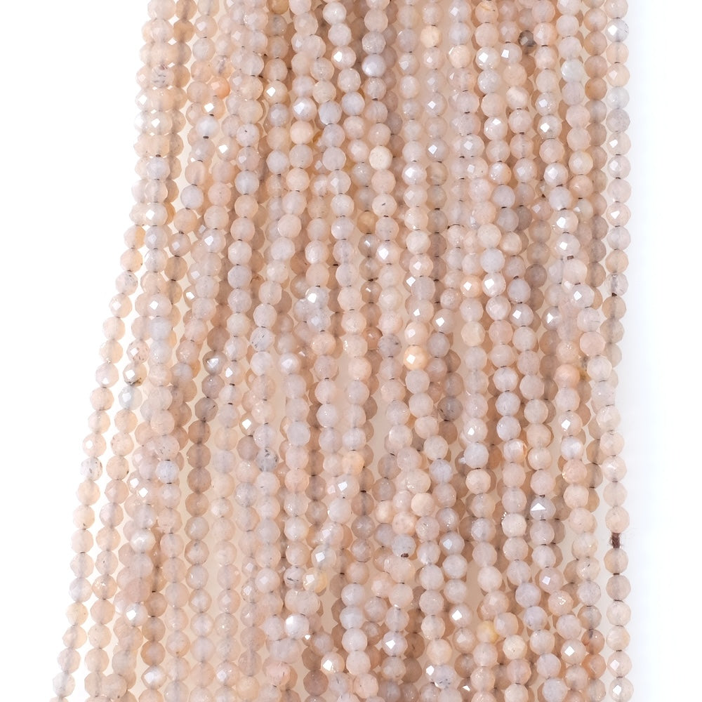 Strand of 2.5mm faceted natural Chocolate Moonstone mix beads