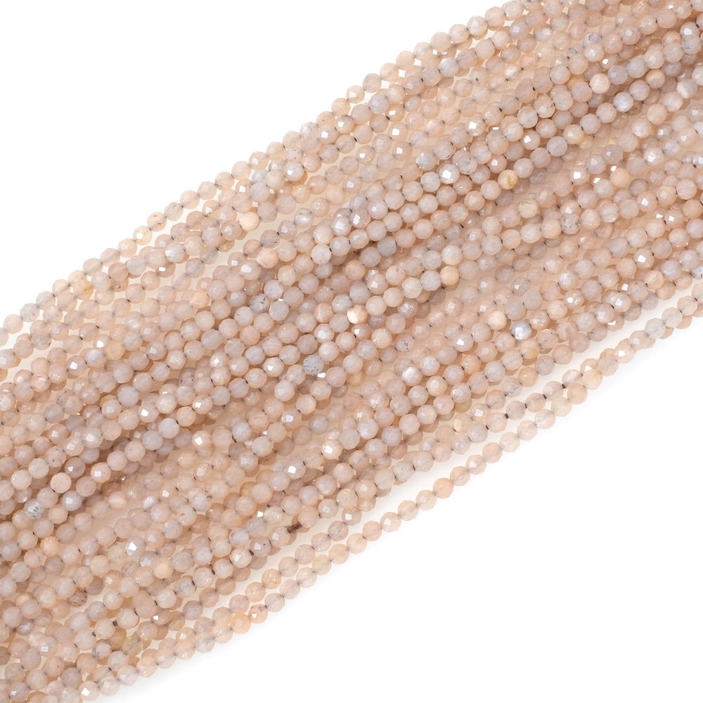 Strand of 2.5mm faceted natural Chocolate Moonstone mix beads