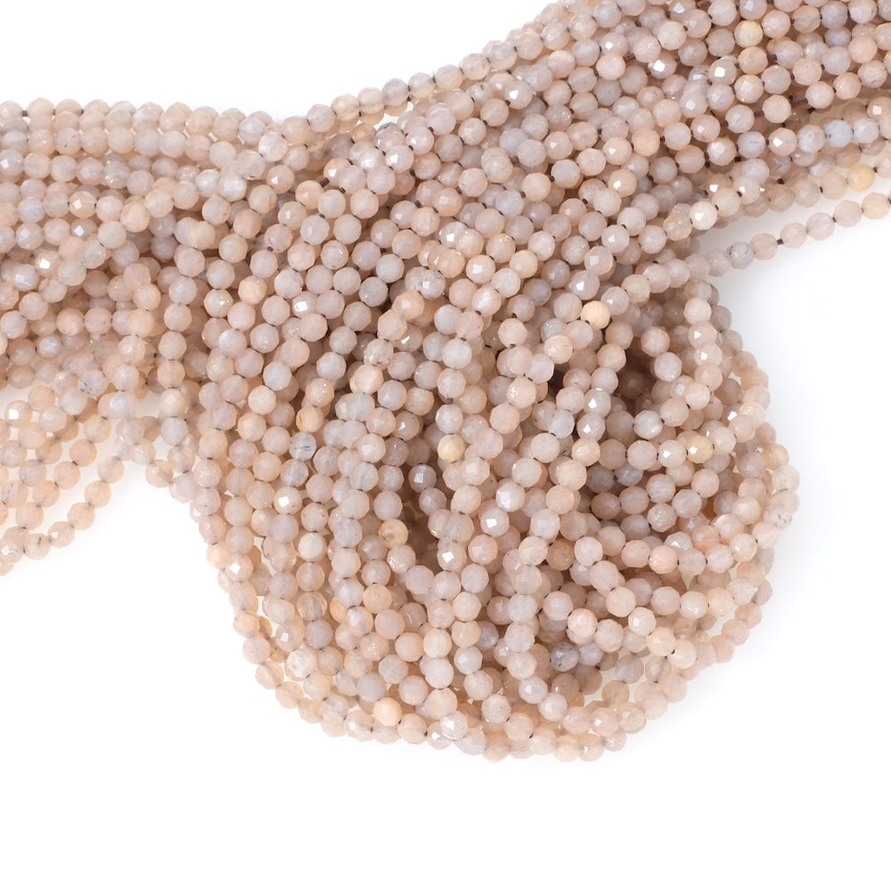 Strand of 2.5mm faceted natural Chocolate Moonstone mix beads