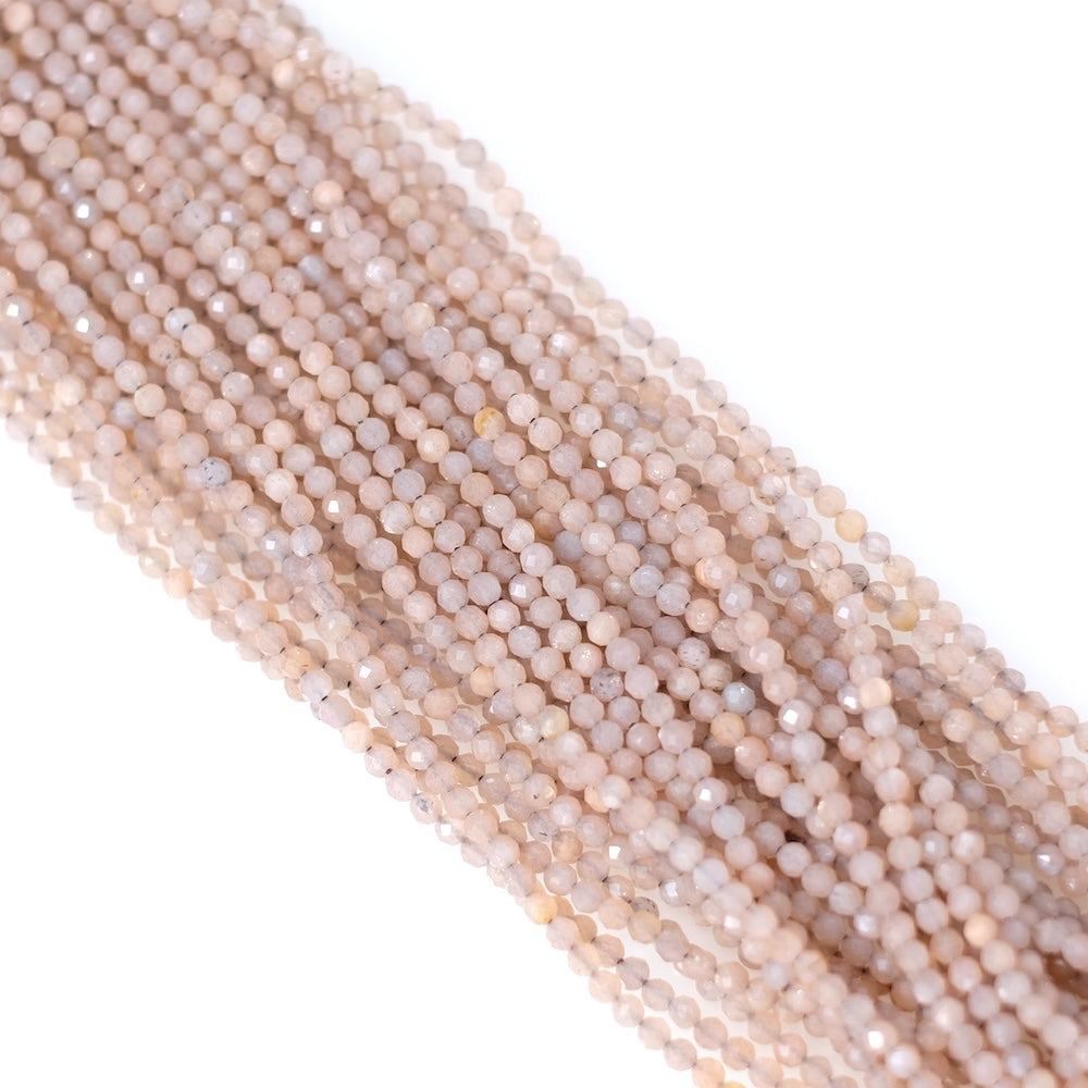 Strand of 2.5mm faceted natural Chocolate Moonstone mix beads