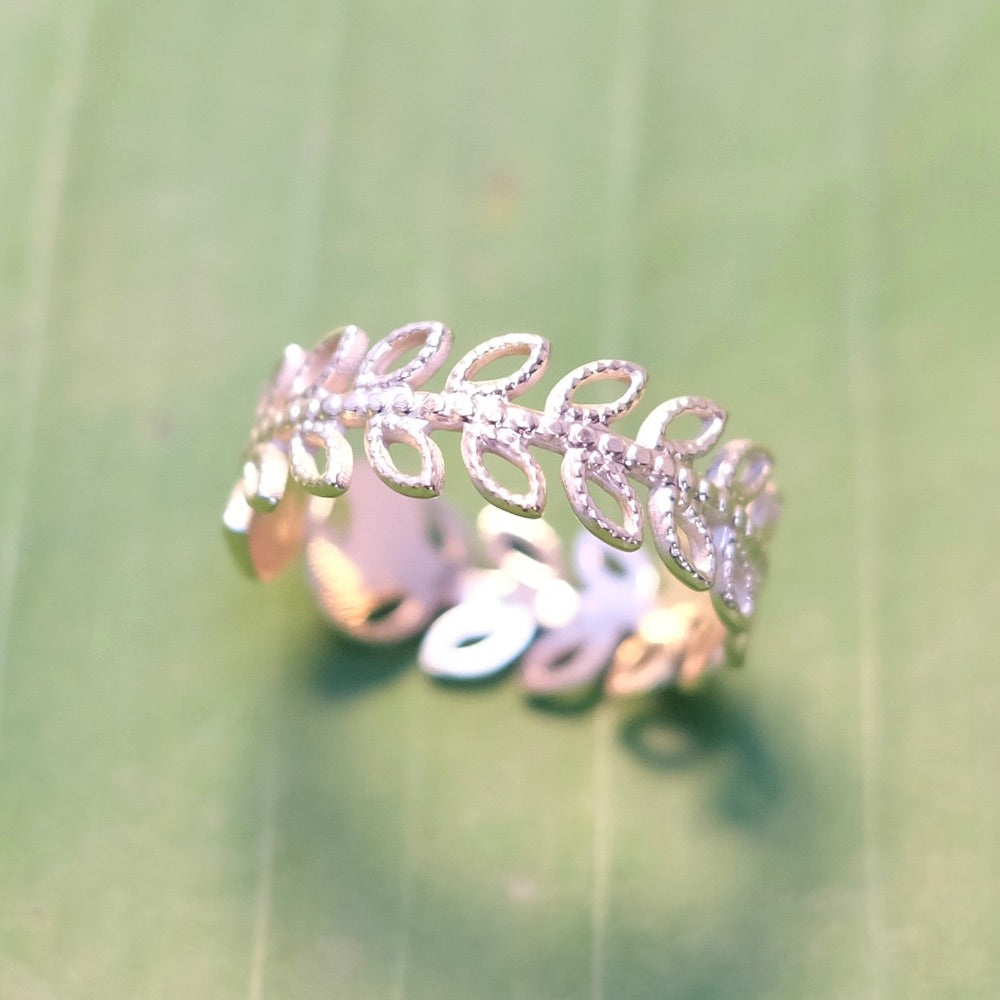 14K Gold Plated 304 Stainless Steel Leaf Ring