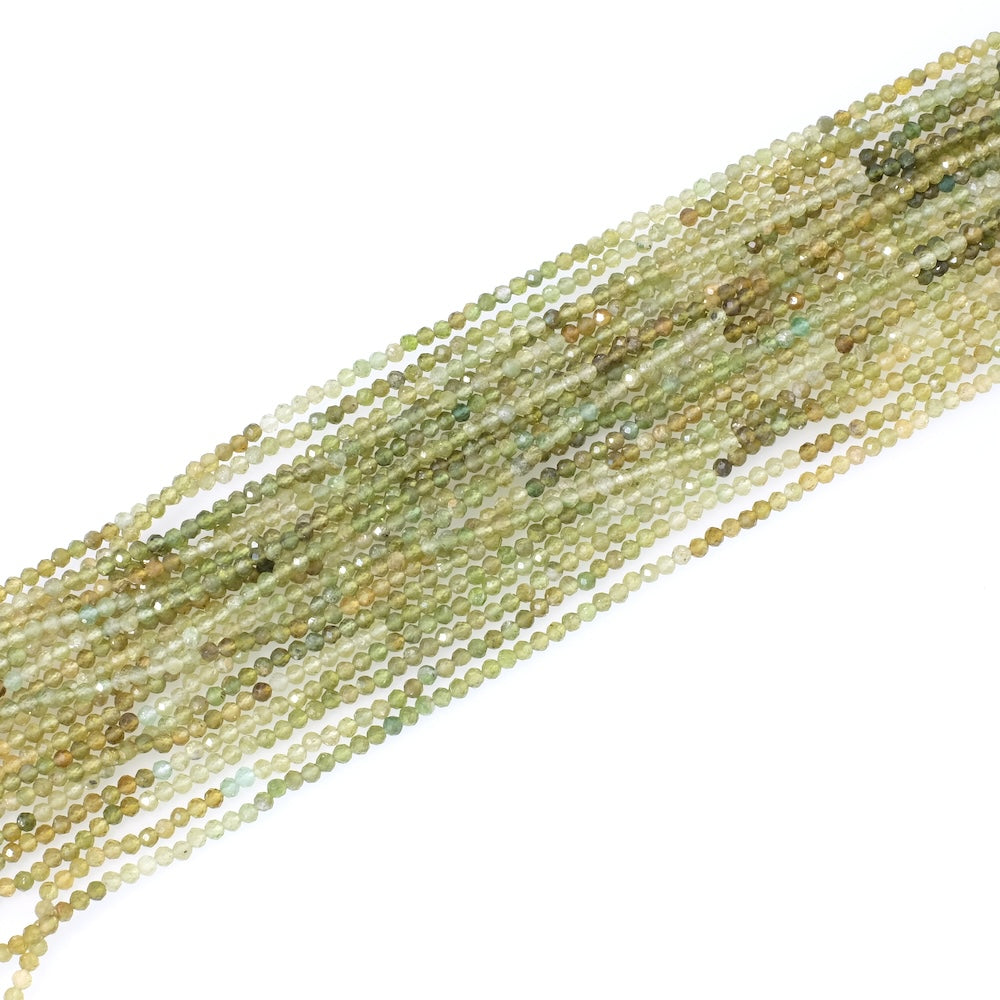 Strand of 2.5mm faceted natural Green Tourmaline beads