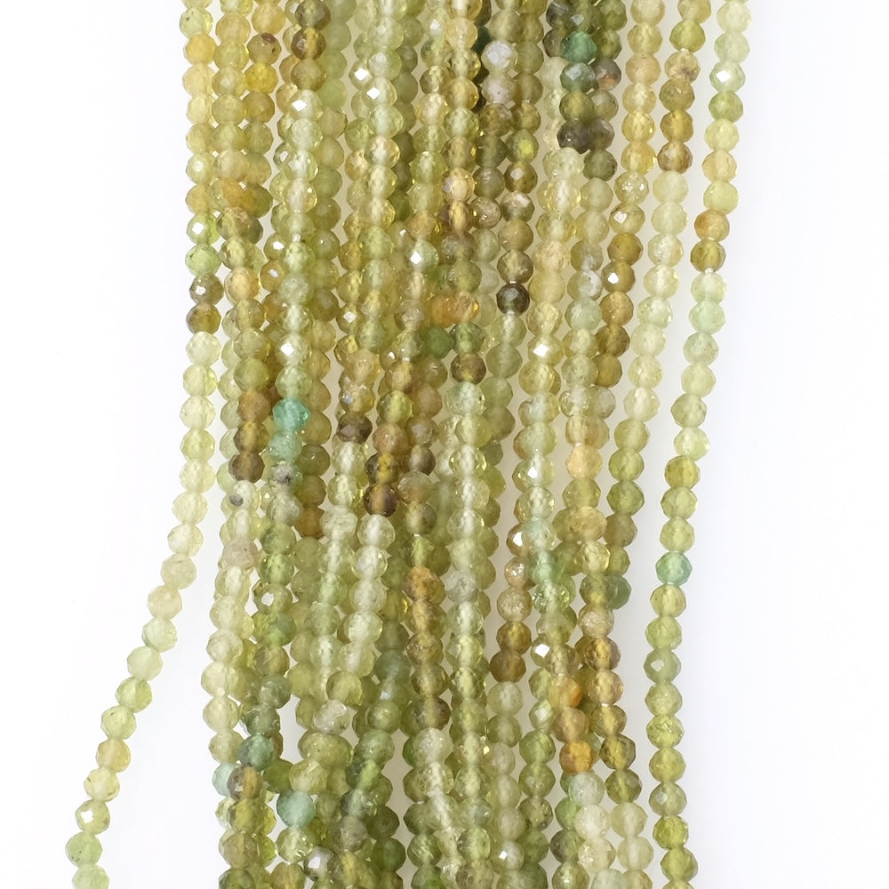 Strand of 2.5mm faceted natural Green Tourmaline beads