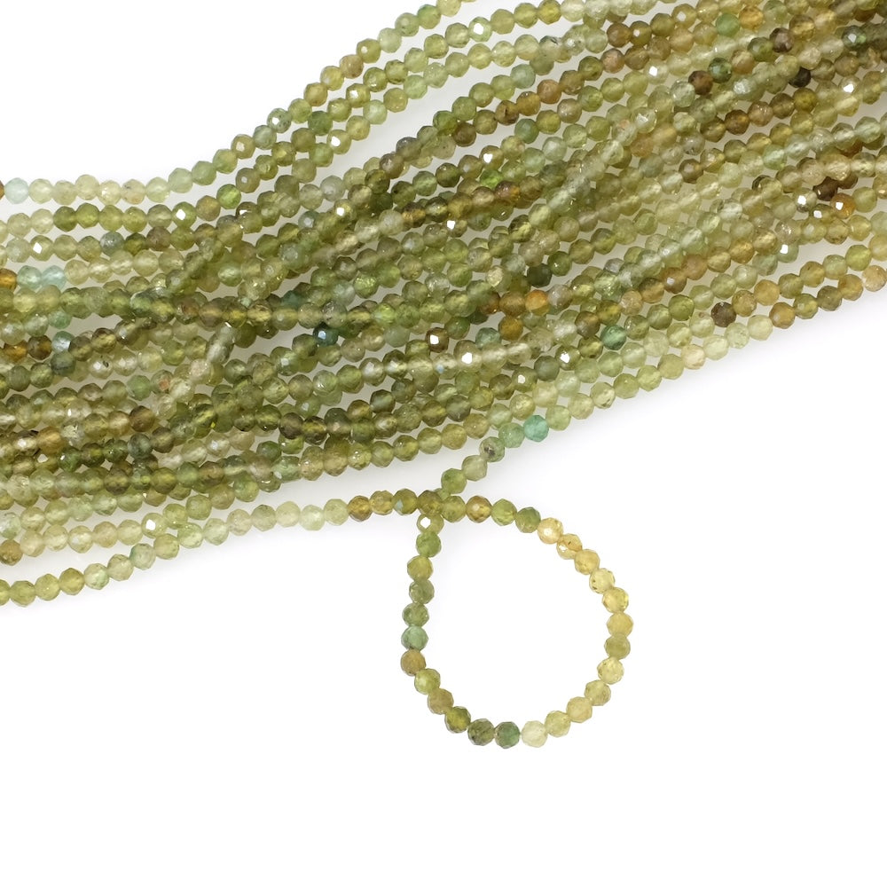 Strand of 2.5mm faceted natural Green Tourmaline beads