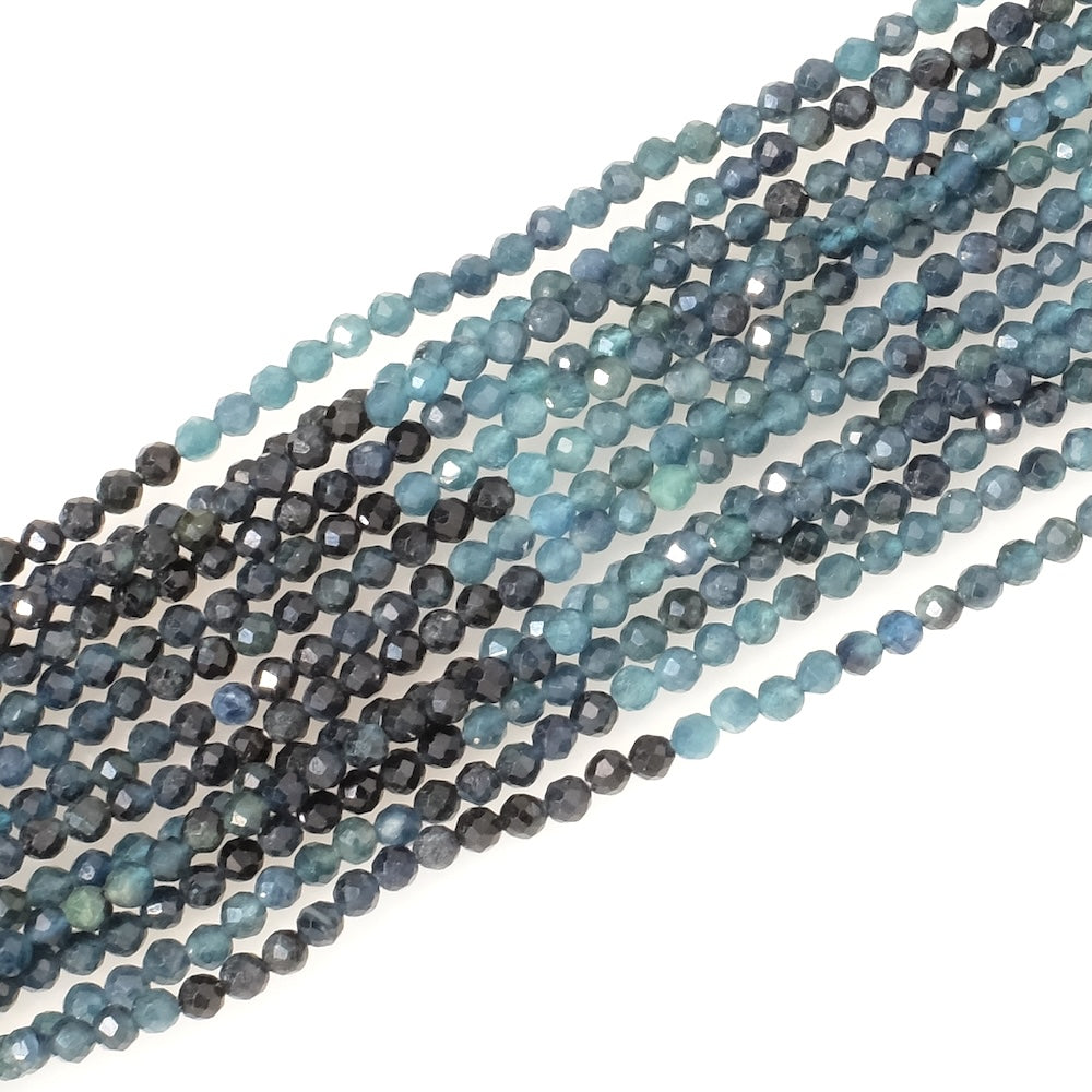Strand of 2.5mm faceted natural Blue Tourmaline beads