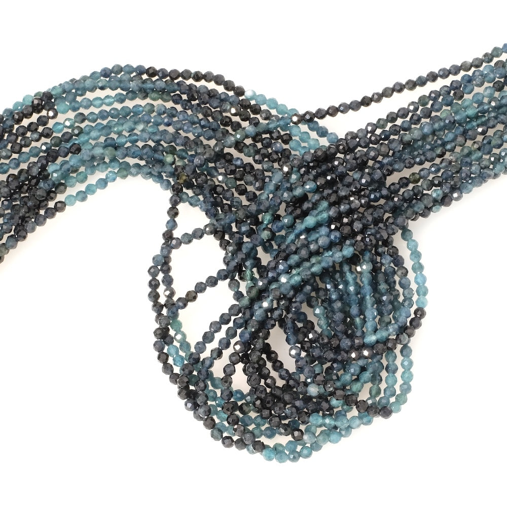 Strand of 2.5mm faceted natural Blue Tourmaline beads