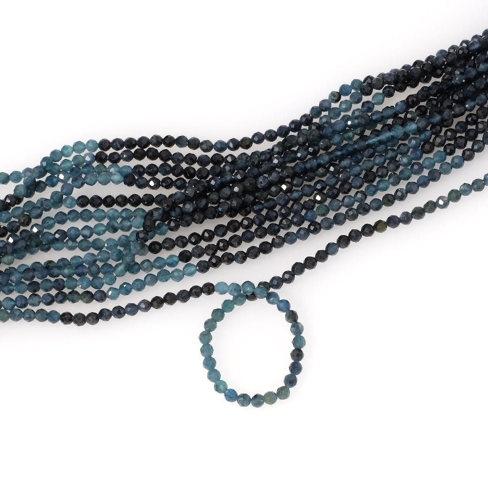 Strand of 2.5mm faceted natural Blue Tourmaline beads