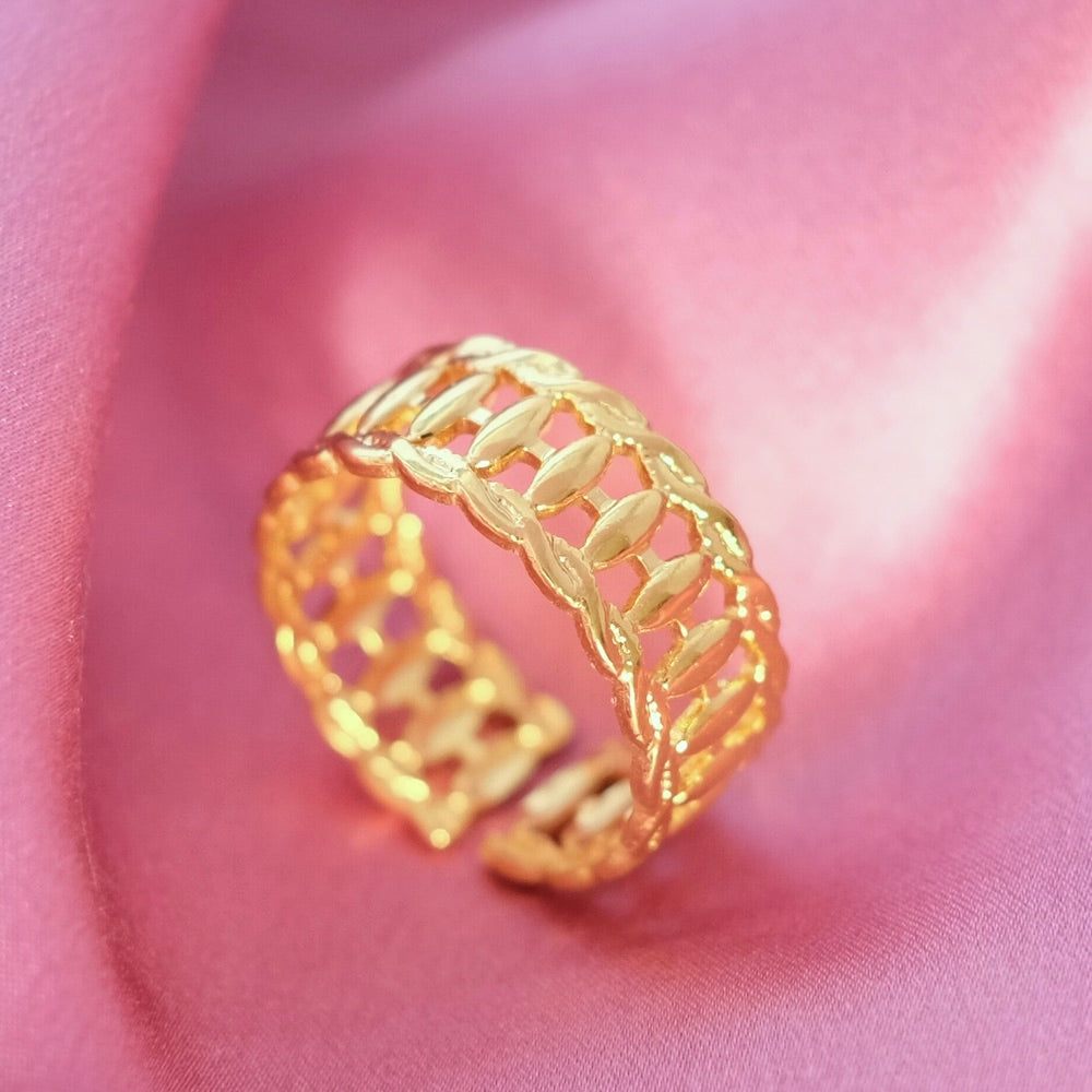 18K Gold Plated 304 Stainless Steel Bohemian Link Ring