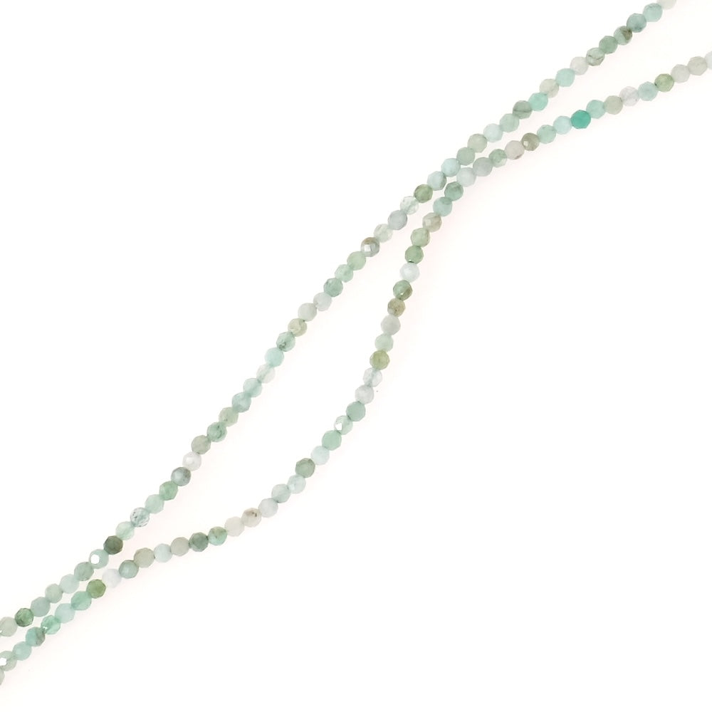 Strand of natural faceted round 2mm beads in Emerald