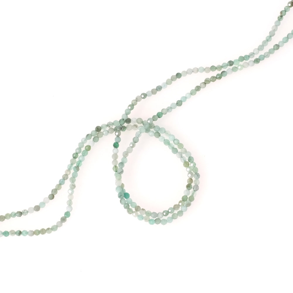 Strand of natural faceted round 2mm beads in Emerald