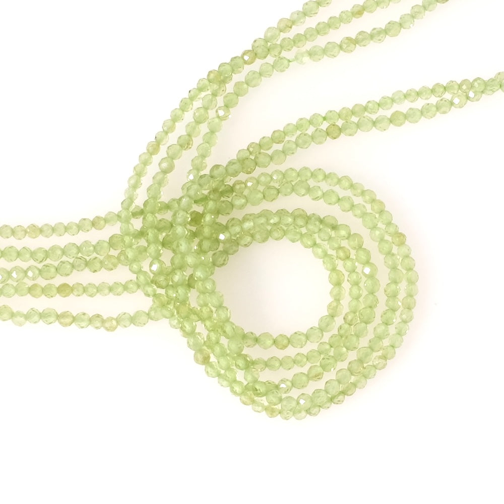 Strand of 2mm faceted round natural Peridot beads