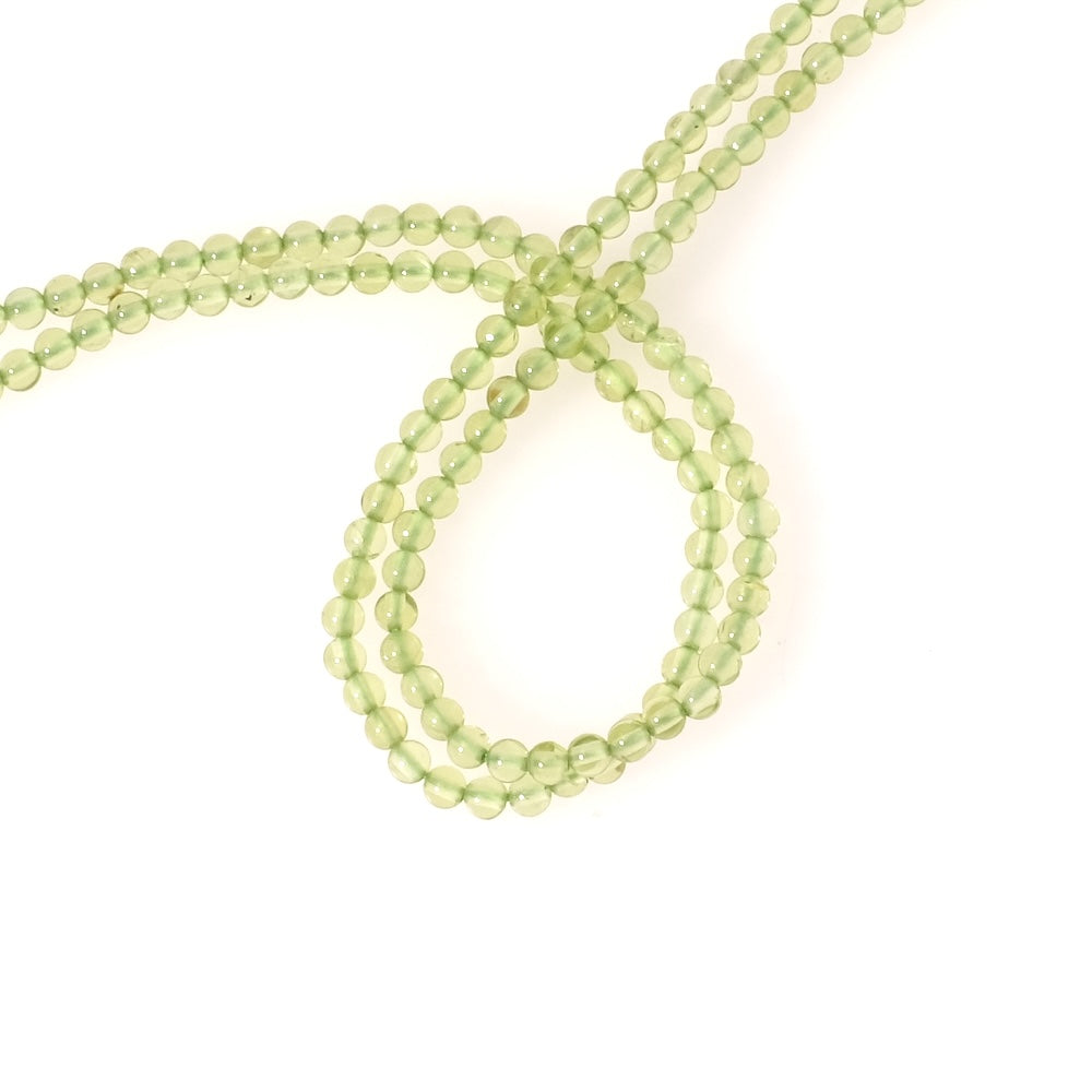Strand of natural round 3mm beads in Peridot