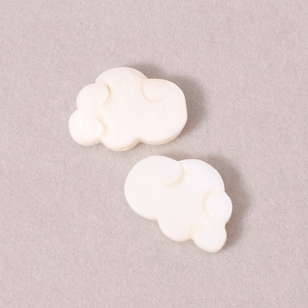 2 white natural Mother-of-Pearl cloud beads