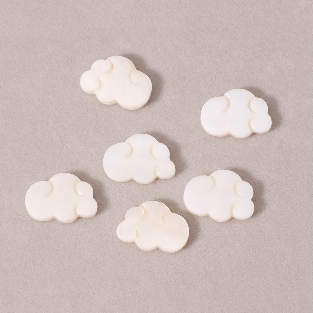 2 white natural Mother-of-Pearl cloud beads