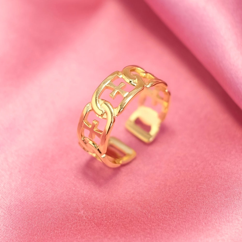 Gold Plated 304 Stainless Steel Oval Link Ring