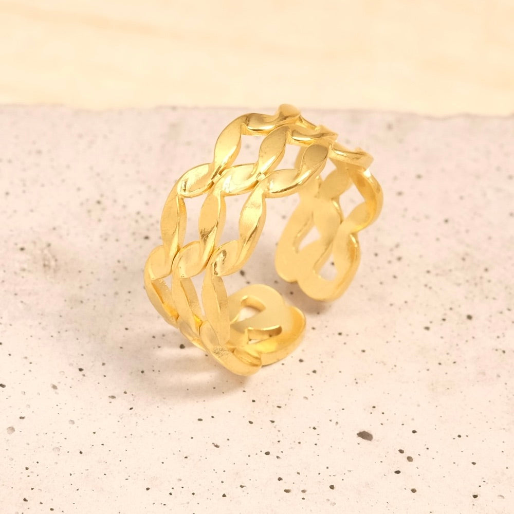 18K Gold 304 stainless steel triple ribbon ring