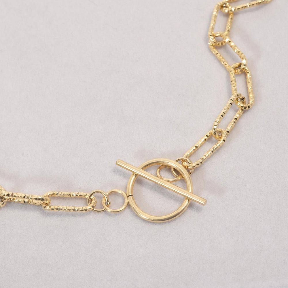 Rectangle chain necklace with toggle clasp in 304 Gold Stainless Steel