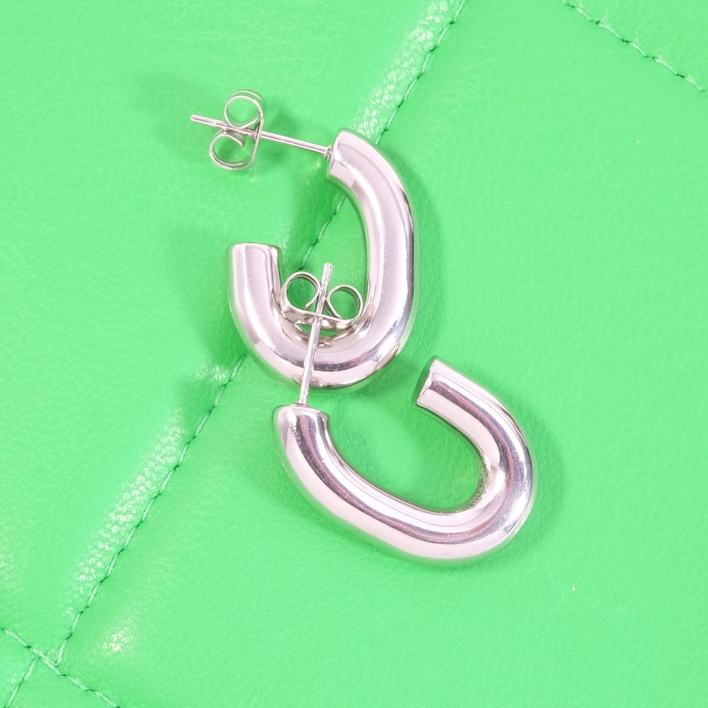 Oval Silver Plated 304 Stainless Steel Creole Earrings