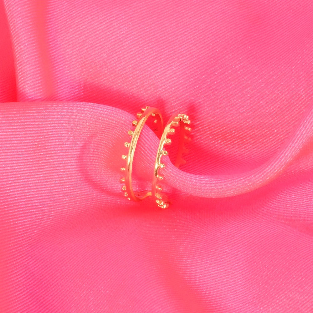 Double ball ring in 14K gold plated 304 stainless steel