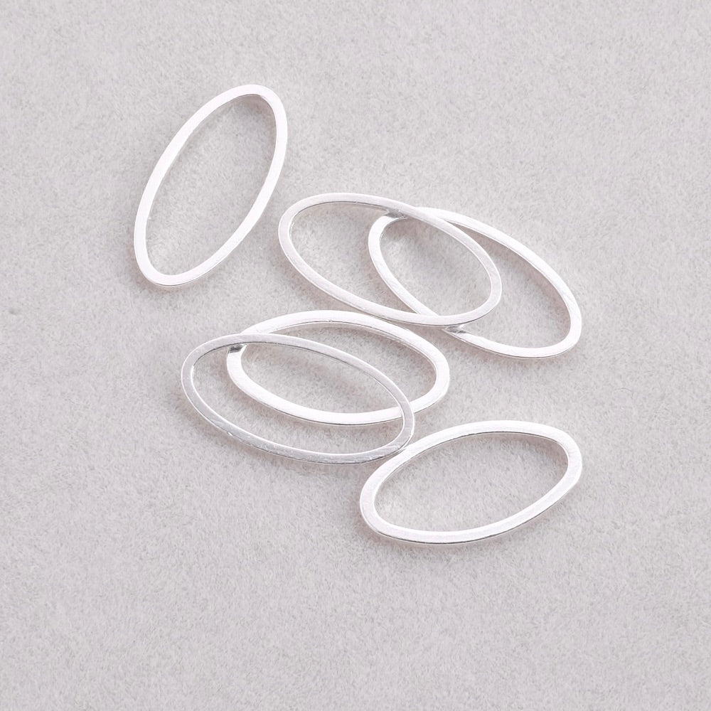6 oval closed rings 8 x 16mm in Silver 925 Premium brass