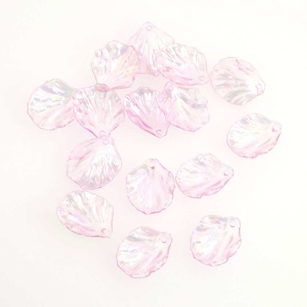 10 Iridescent Purple Acrylic 19mm Flower Petal Pendants AB