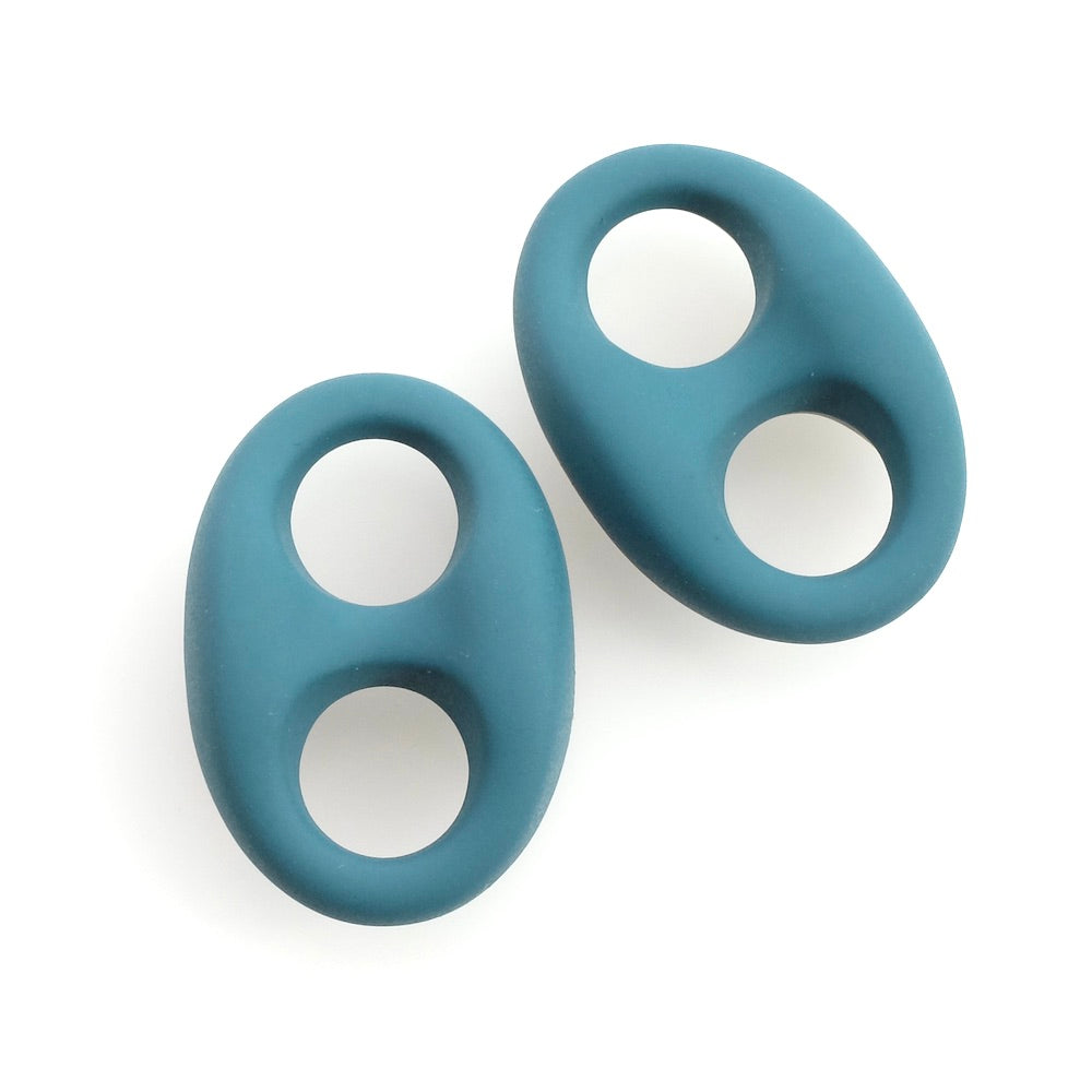 2 oval connector links in matte gum duck blue acetate