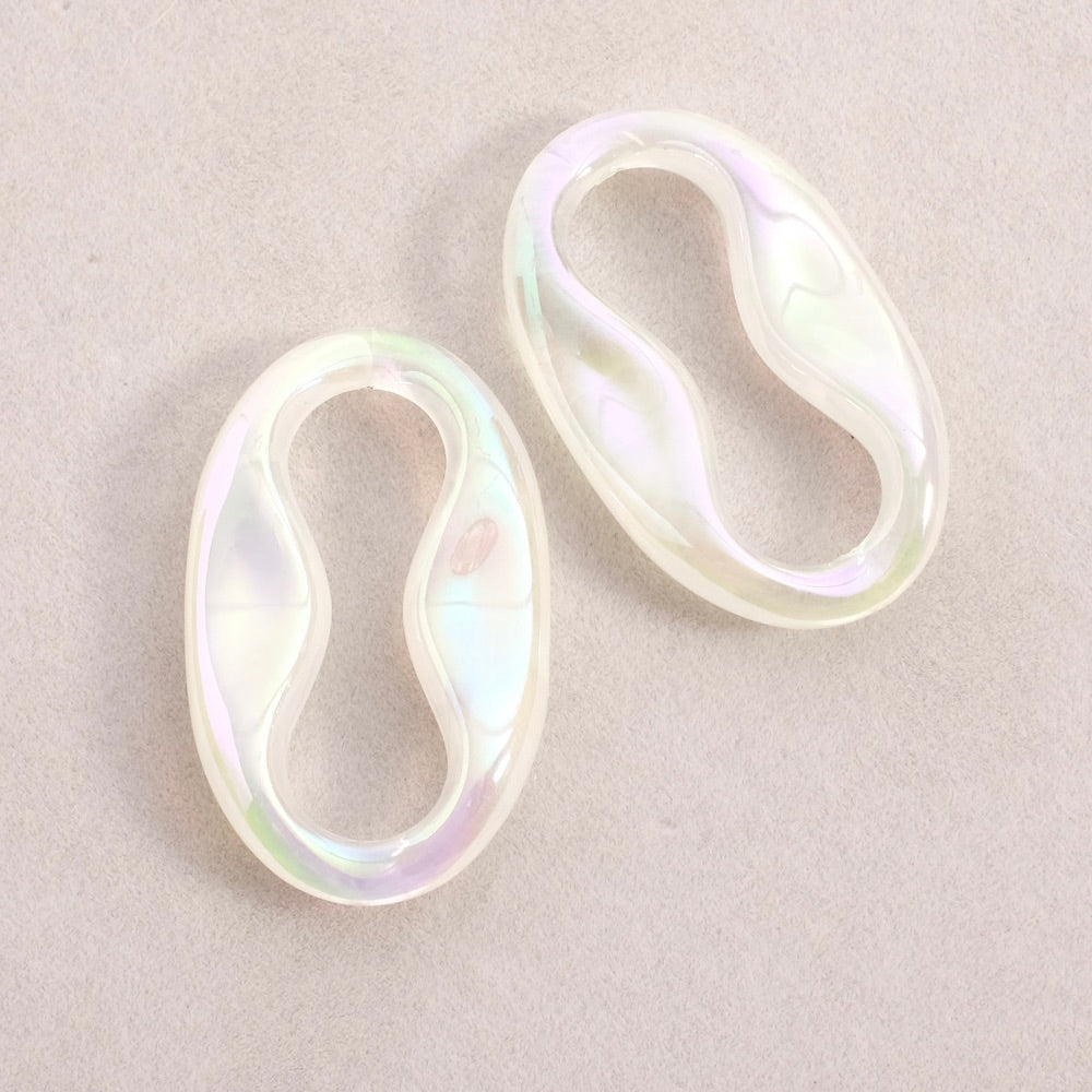 4 oval link connector in iridescent AB aqua acetate