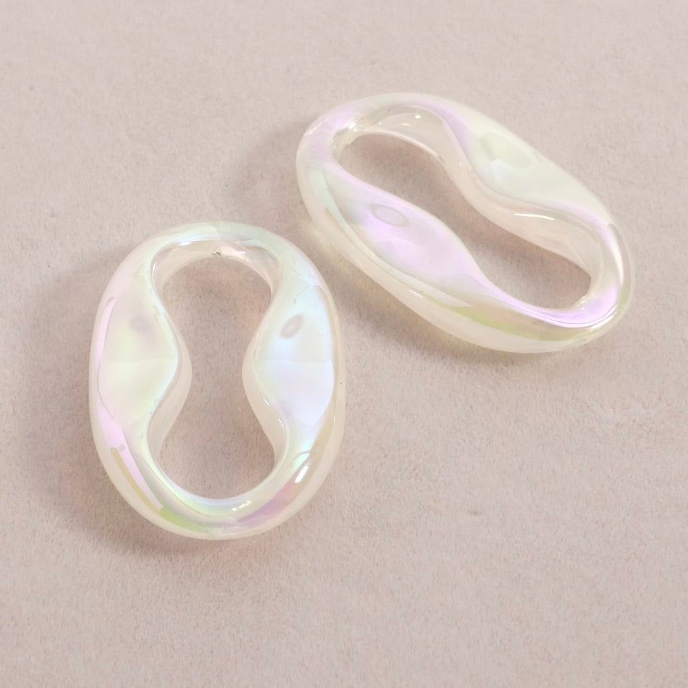 4 oval link connector in iridescent AB aqua acetate