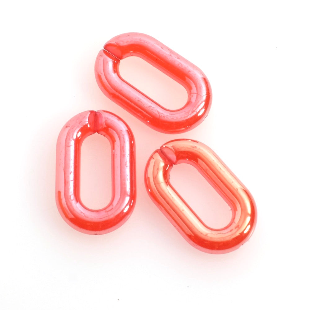 4 oval links 30mm in glossy red acetate 