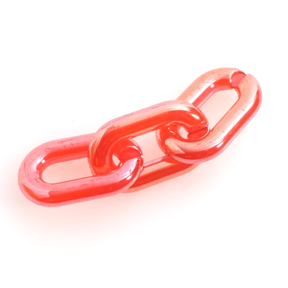 4 oval links 30mm in glossy red acetate 