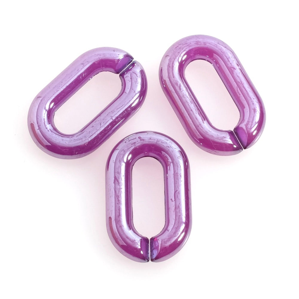 4 oval links 30mm in glossy purple acetate