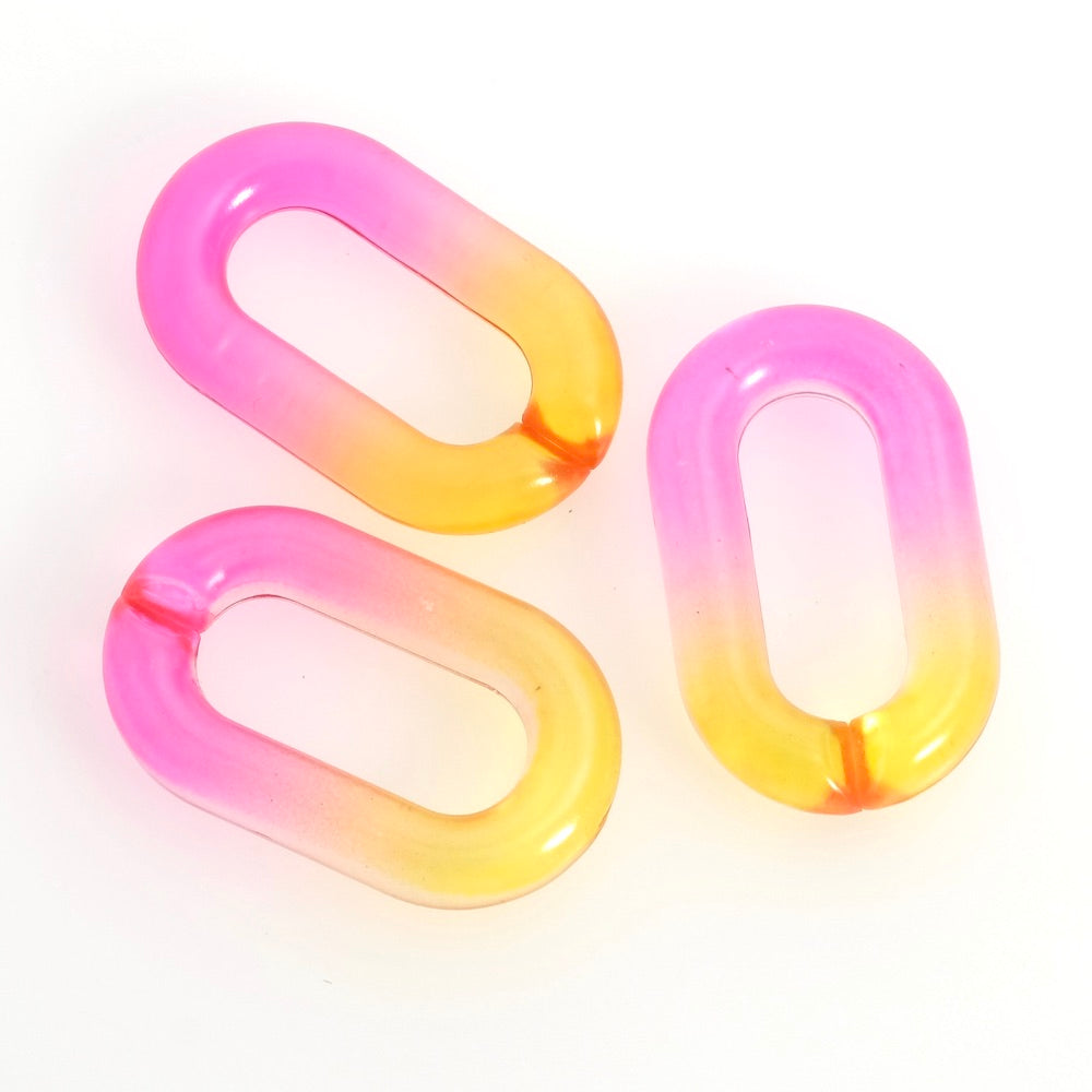 2 oval links 39mm in transparent yellow-pink gradient acetate