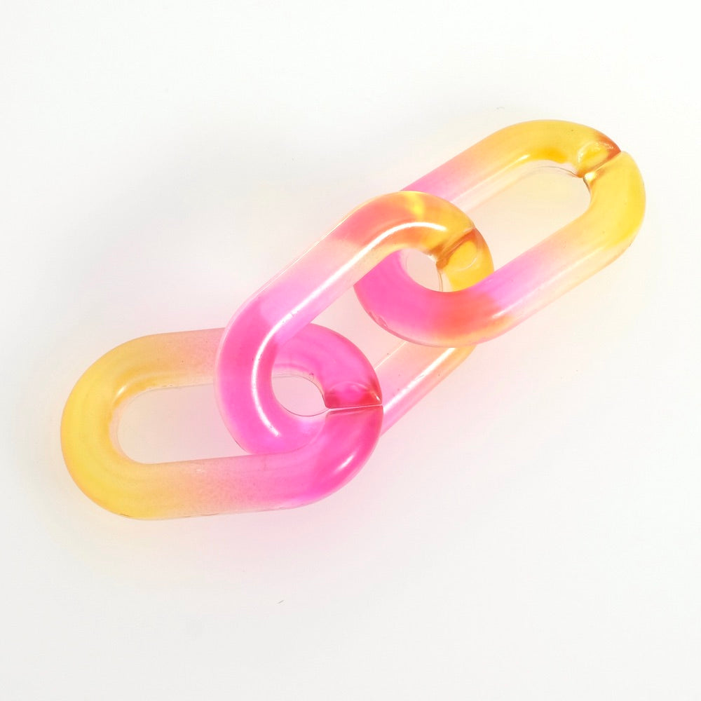2 oval links 39mm in transparent yellow-pink gradient acetate