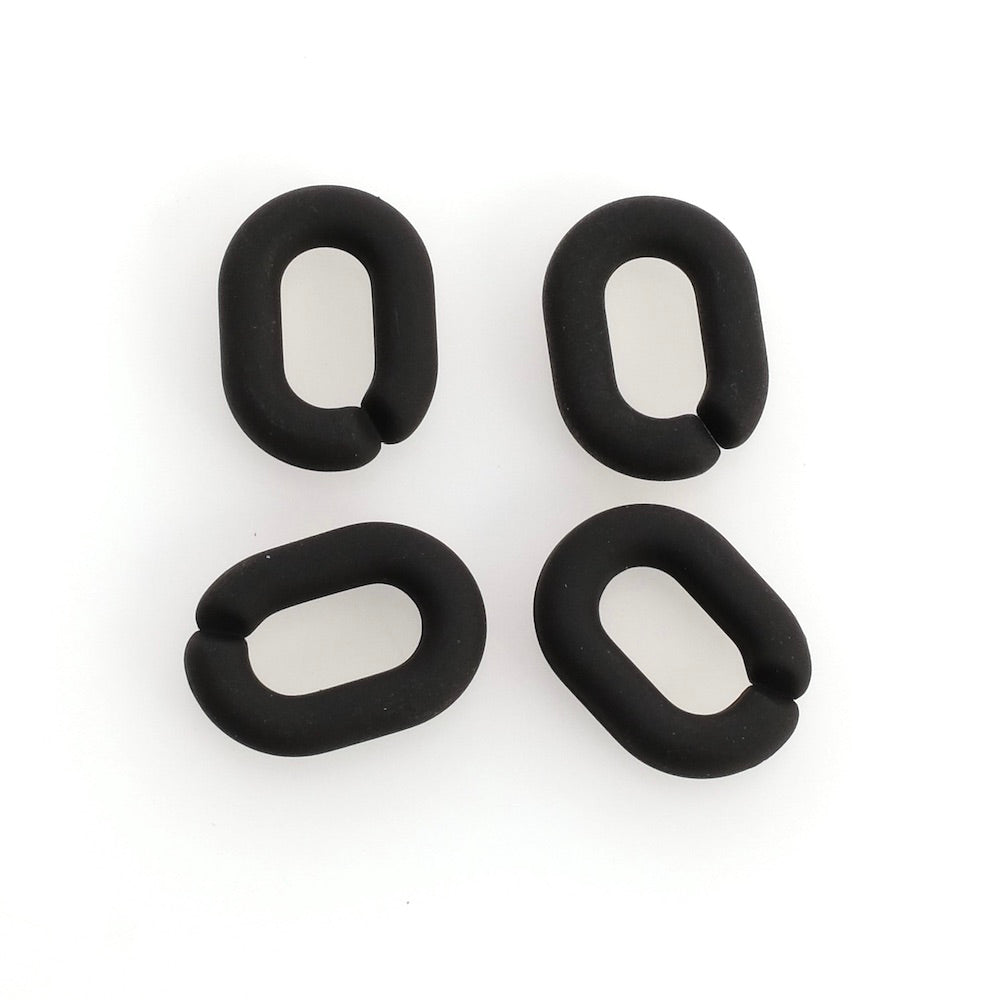 4 oval links 19mm in matte black gum-look acetate