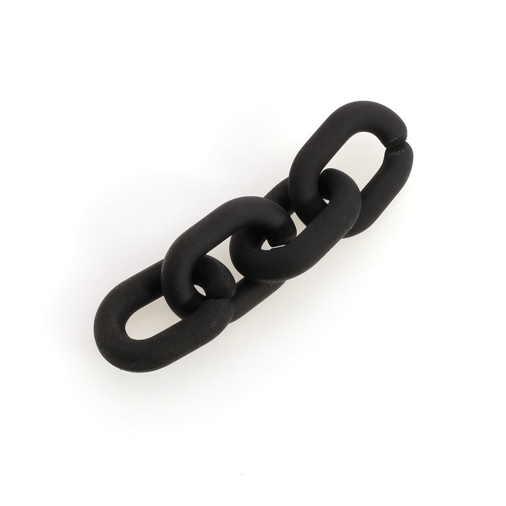 4 oval links 19mm in matte black gum-look acetate