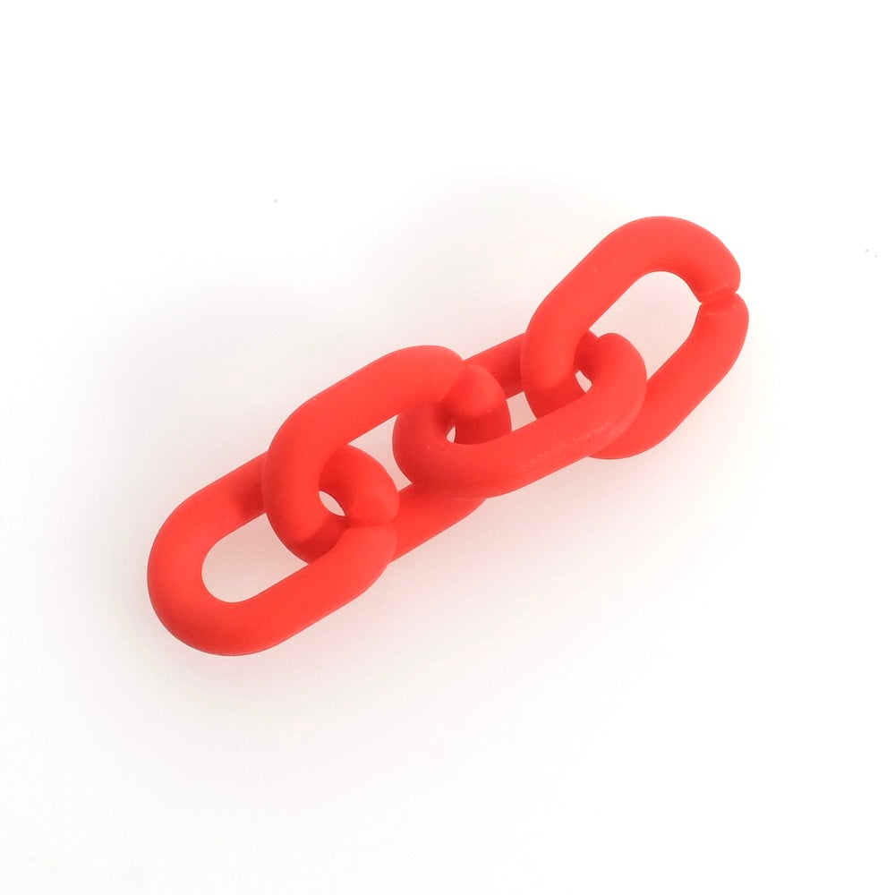 4 oval links 19mm in matte red gum-look acetate