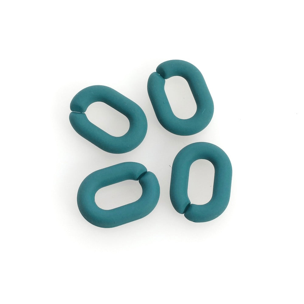 4 oval links 19mm in matte duck blue gum-look acetate