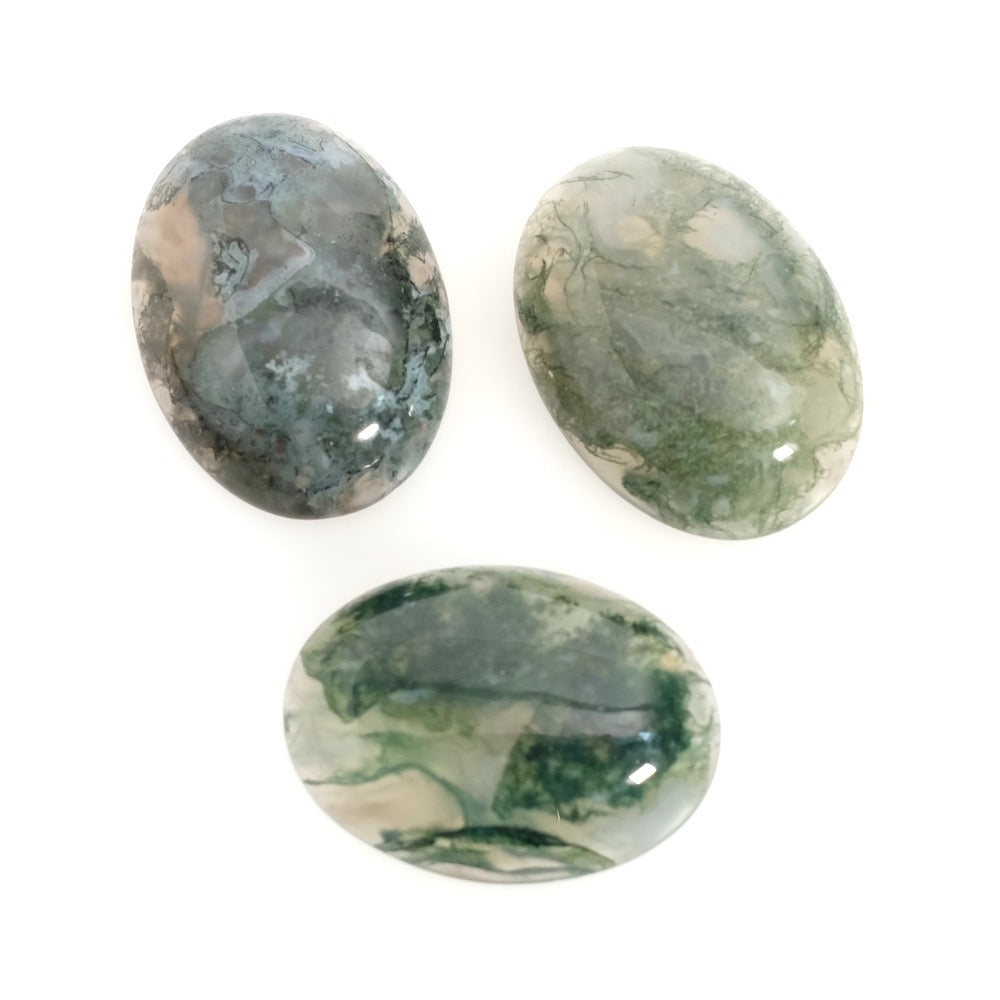 Oval 18 x 25mm Moss Agate Natural Stone Cabochon