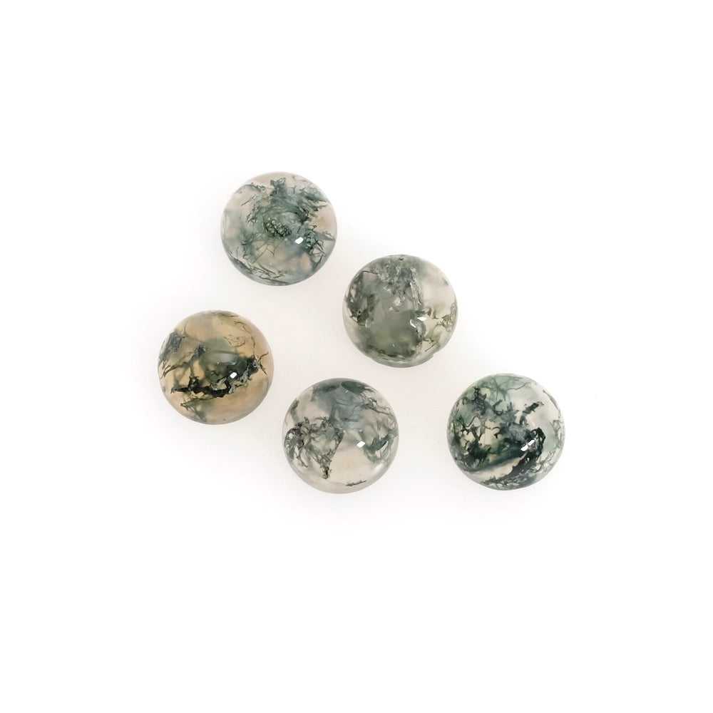 Natural 8mm Round Moss Agate Cabochon