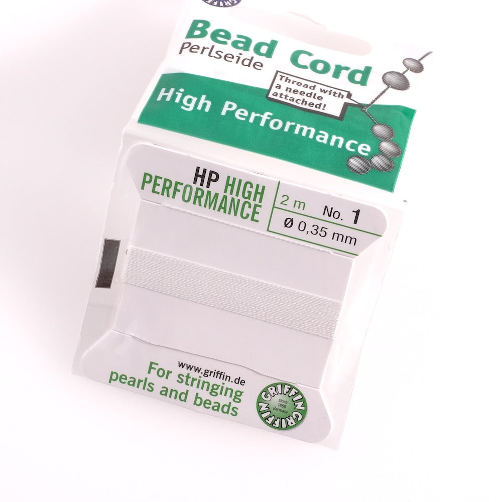 Nylon High Performance Griffin White 0.35mm thread with needle, 2 meters
