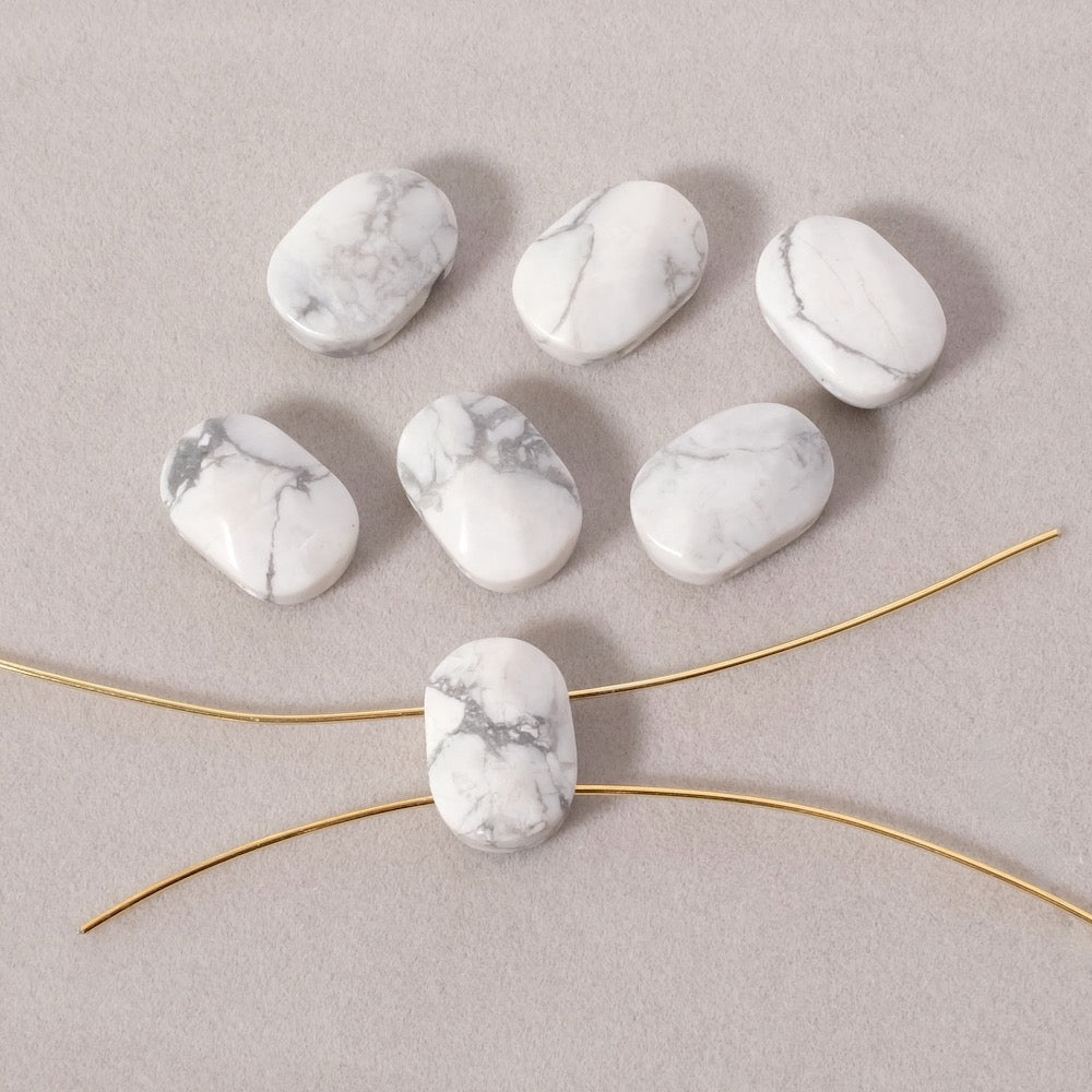 2 faceted rectangle beads 2 holes in Howlite natural stone