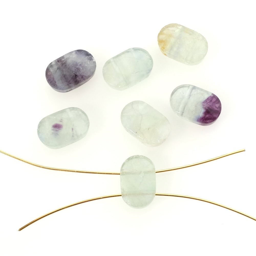 2 faceted rectangular beads 2 holes in Fluorite natural stone