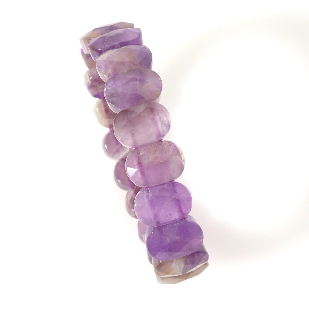 2 faceted rectangular beads 2 holes in natural stone Amethyst