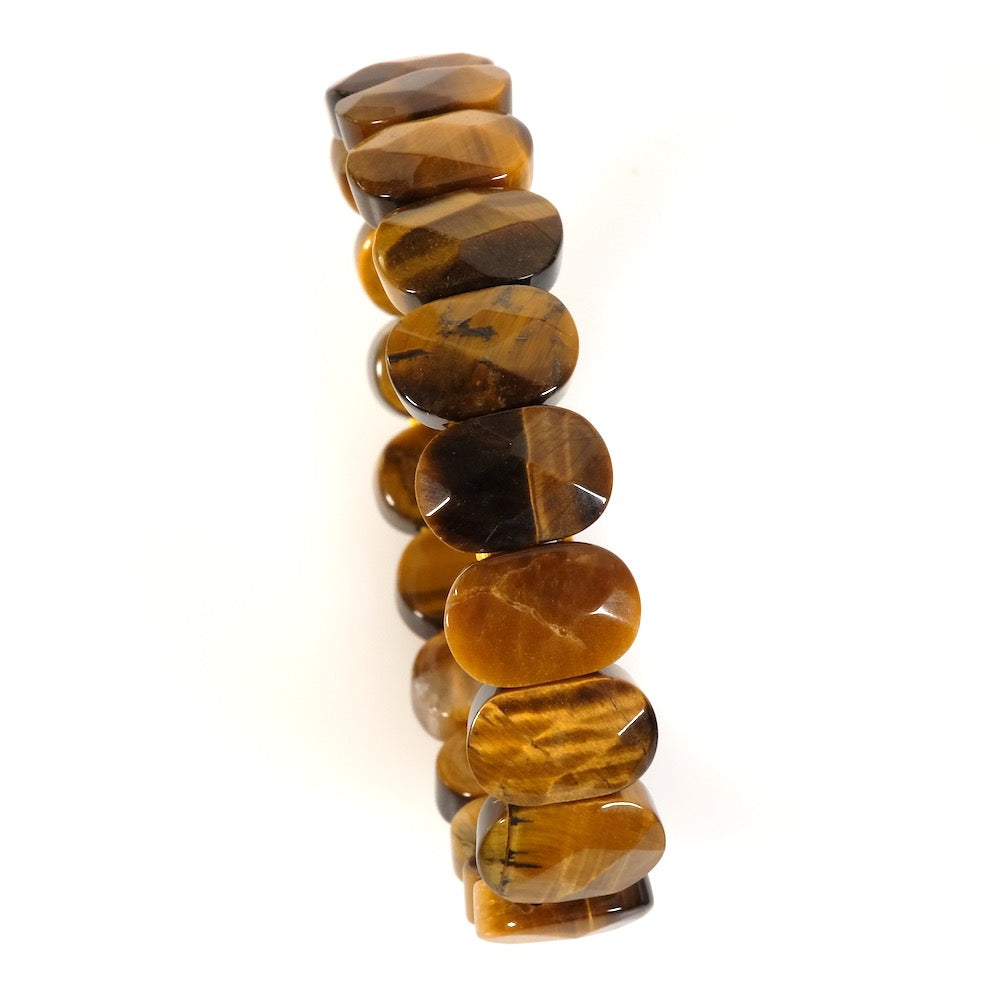 2 faceted rectangular beads 2 holes Tiger's eye