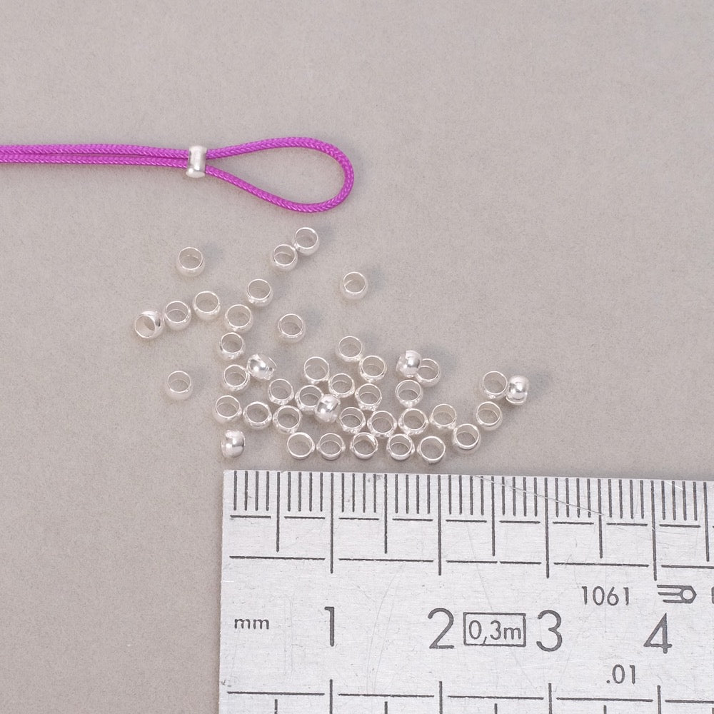 50 Silver 925 Premium brass crushable beads 3mm