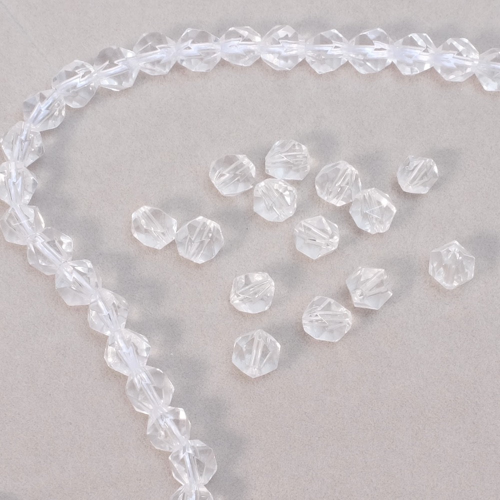 6 Natural 6mm Polygonal Rock Crystal Beads