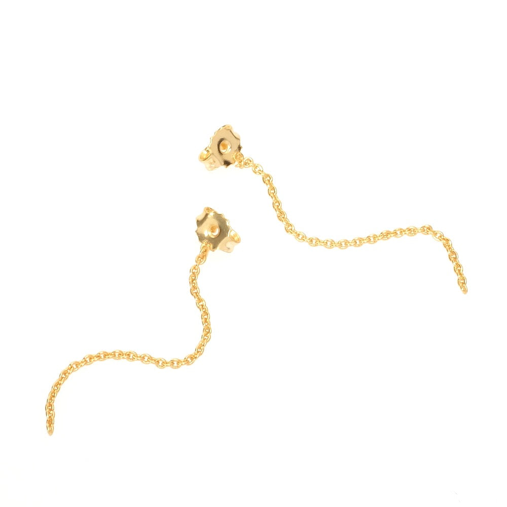 Pair of earring clasps for earrings with hanging chain in brass with fine 24K Premium Gold finish